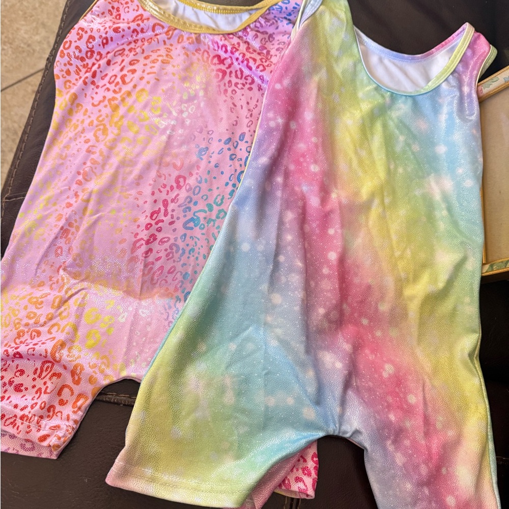 Colorful girls gymnastics leotards